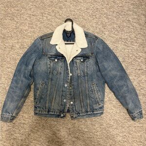 Gap Blue Denim Jacket with White Sherpa Lining